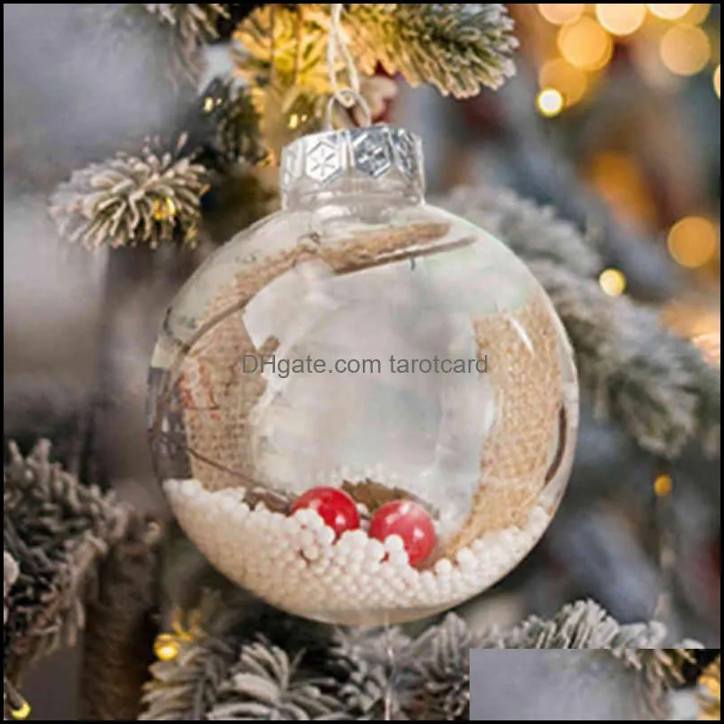 8CM Transparent Plastic Christmas Tree Decoration Ball Handmade Plant Balls Merry Xmas Trees Decorate Pendant Navidad ZXFHP0842