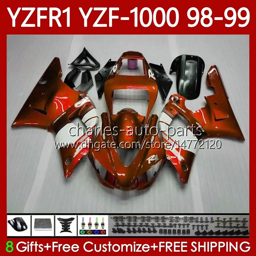 Kit de corpo OEM para Yamaha YZF-1000 YZF-R1 YZF 1000 CC R1 1998 1999 2001 2000 Dark Orange Bodywork 82No.118 YZF R1 1000CC 98-01 YZF1000 YZFR1 98 99 00 01 Feeding da motocicleta