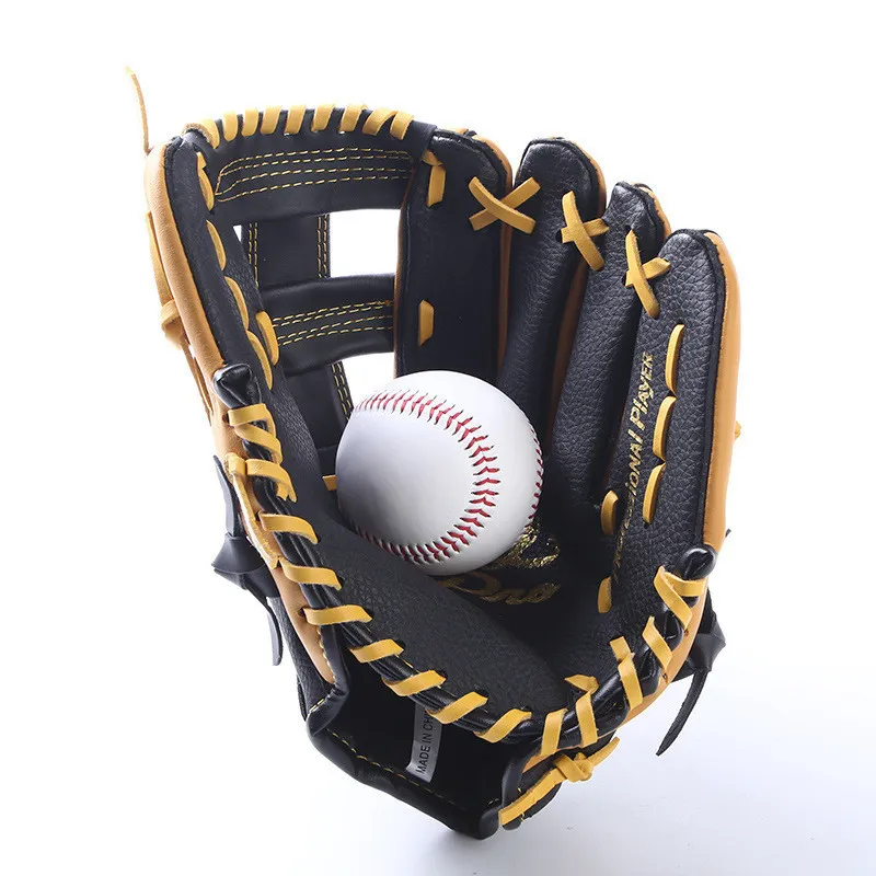 Männer Sport Echtes Leder Baseball Handschuhe für Schule Spiel Erwachsene Jugend Zug 11,5''/12,5'' Braun Baseball Mitt Handschuh Ausrüstung Q0114