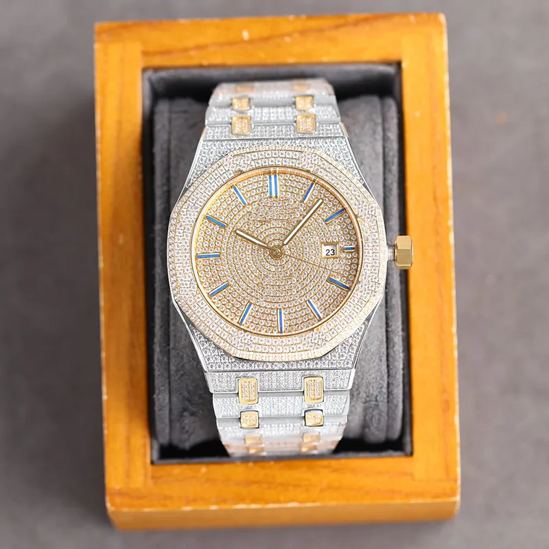 Montre de Luxe Diamond Mens Watch 40 مم الساعات الميكانيكية التلقائية لرجال الياقوت Wristwatch من الفولاذ المقاوم للصدأ الماس على الساعات الموضة