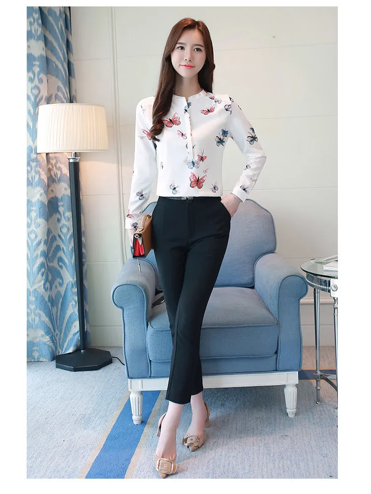 Plus Size White Print Long Sleeve Blouse For Women Plus Size White Print Long Sleeve Blouse For Women