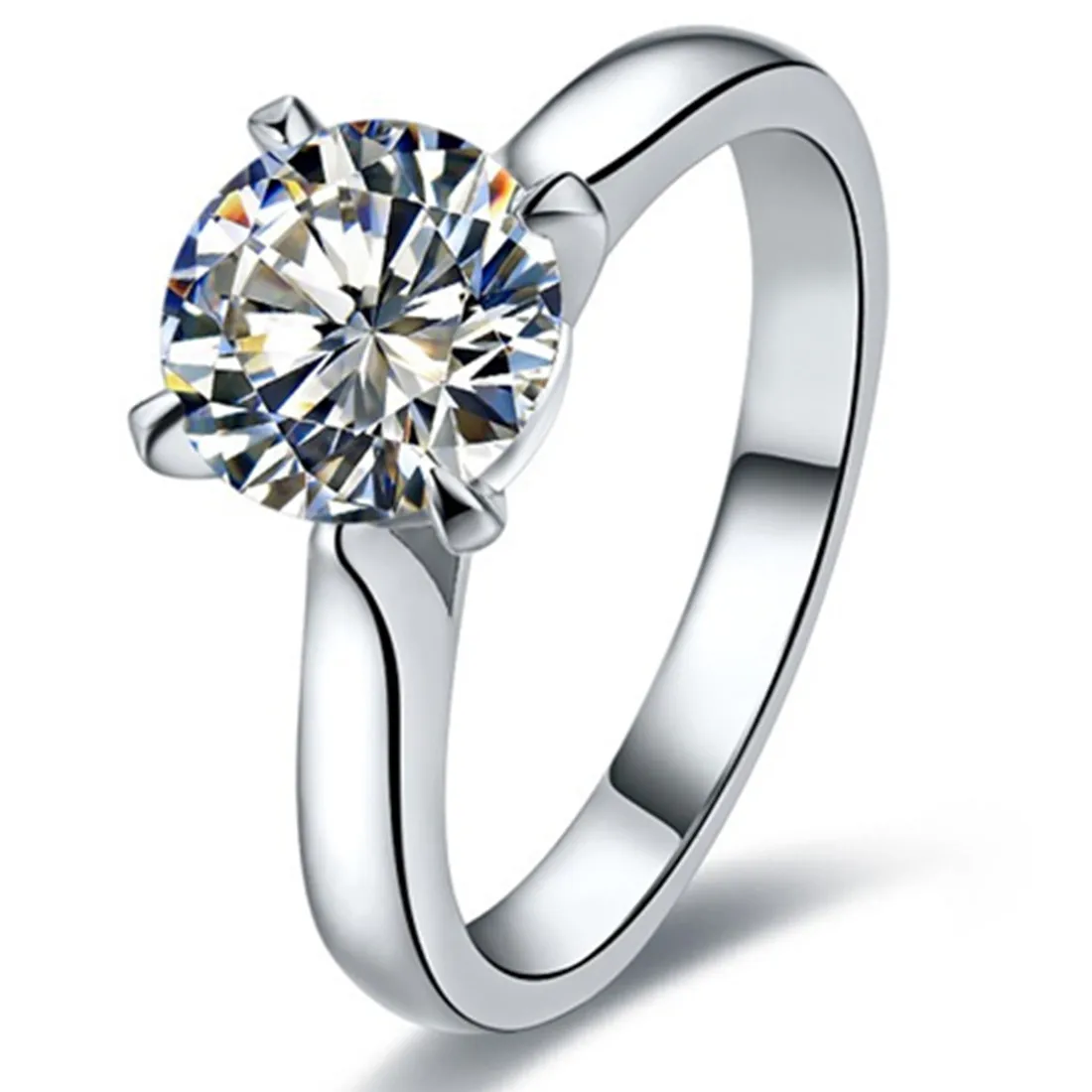 2CT Brand Ring Classic Prongs Setting NSCD simula il diamante anello di fidanzamento gioielli solitario anello rotondo per le donne PT950 stampato