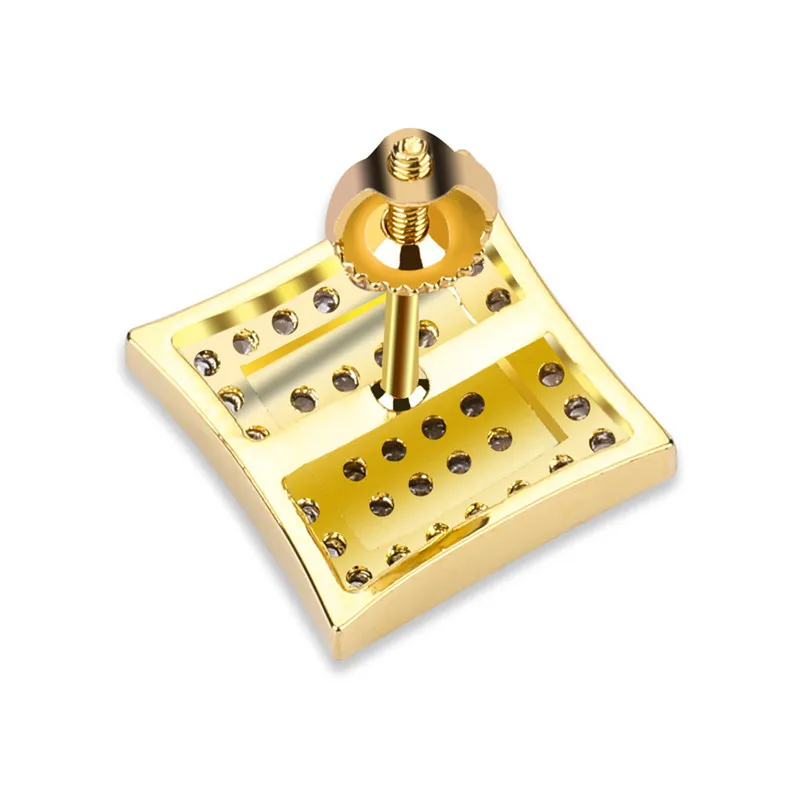 DHgate.com:18K Gold Hiphop CZ Zircon Square Stud Earrings DHgate.com:18K Gold Hiphop CZ Zircon Square Stud Earrings