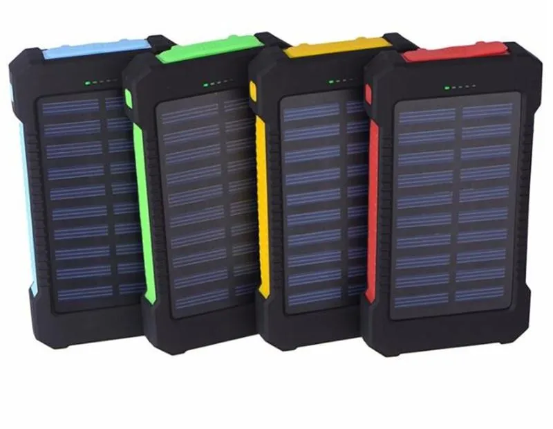 Hot Solar Power Bank Ladegerät 20000mAh mit LED-Lichtbatterie Tragbare Outdoor-Kompass-Ladung Doppelkopf USB-Ladung Handy Powerbank