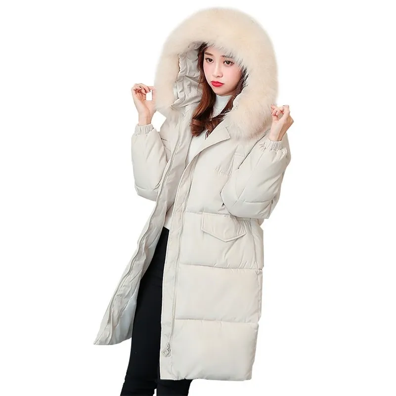 Новая осень зима женщин Parka твердая молния с длинным рукавом с капюшоном с капюшоном толщиной густая куртка пальто модный хлопок 201208