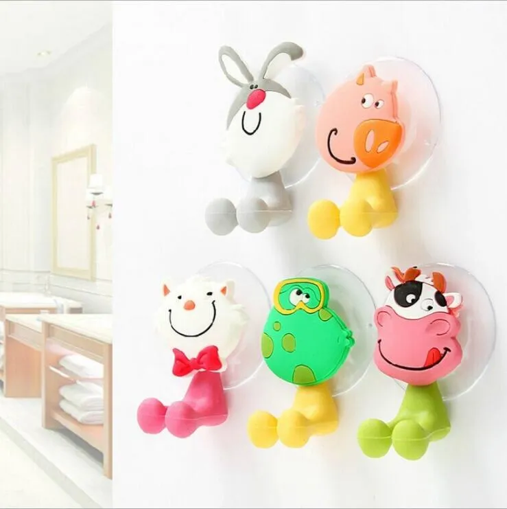 2021 Cute Cartoon Sucker Toothbrush Holder Suction Cup Hooks Animal Sucker Toothbrush Wall Holder Suction Cup Bathroom