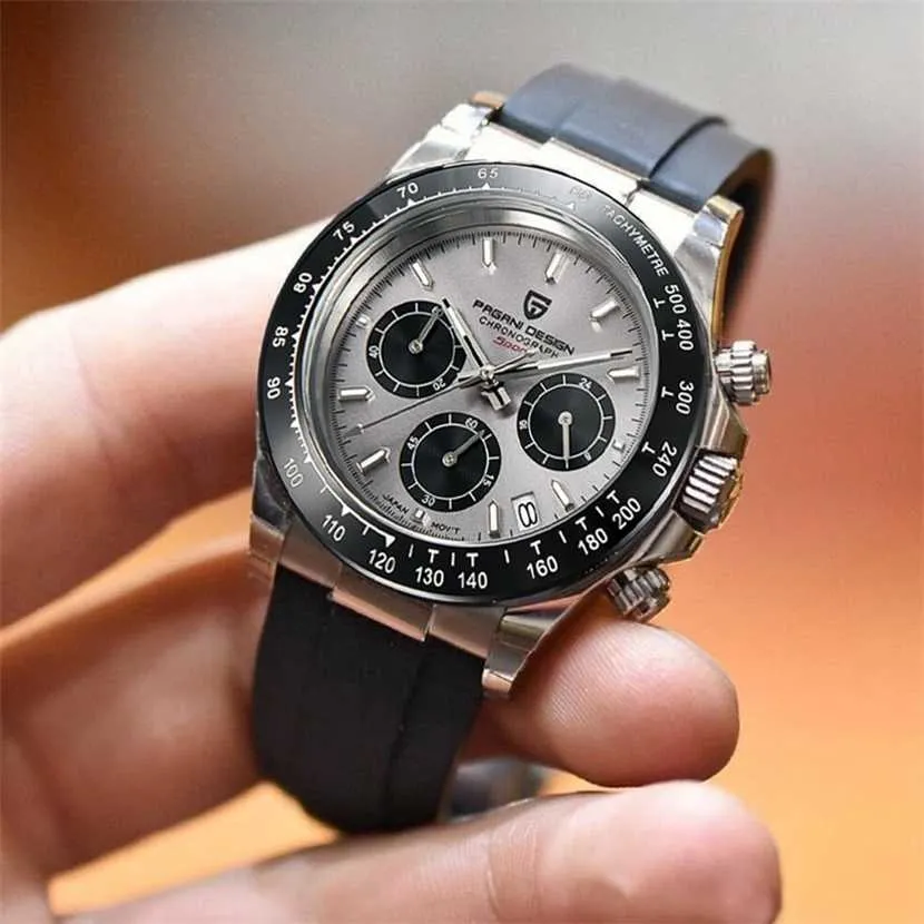 Pagani Design Quartz Watch Men Toppmärke Automatisk Datum Armbandsur Silikagel Vattentät Sport Kronografi Klocka Mans 220122