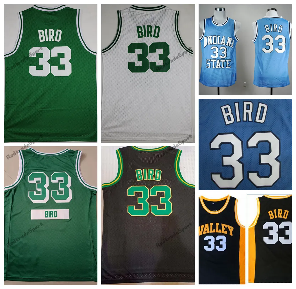 Mens Indiana State Sycamores 33 Basketball Jersey College Stitched Shirts NCAA Nation Dream Larry Bird 7 Baby Blue Black Vintage High School Jerseys