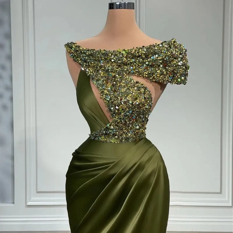 olive green glitter dress Rent Self Portrait Olive Green Crystal Maxi Dress