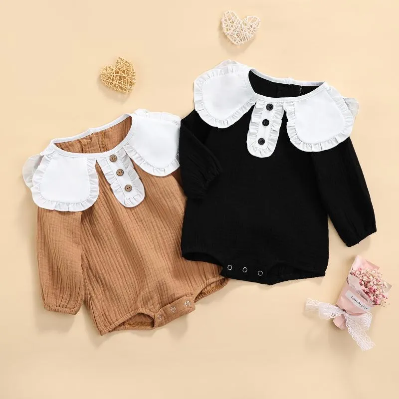 Overalls Nette Geboren Baby Mädchen Strampler Koreanischen Stil Infant Mädchen Rüschen Overall Baumwolle Outfit Kleinkind Kleidung
