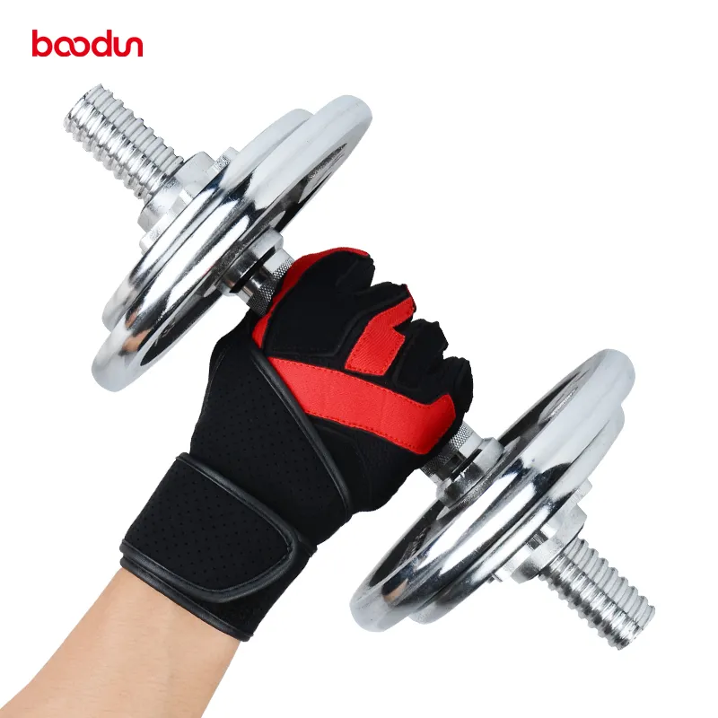 Boodun Sport Fitness gants Gym hommes gants en cuir véritable haltère poignet résistant à l'usure cloche gants d'exercice femmes Q0108