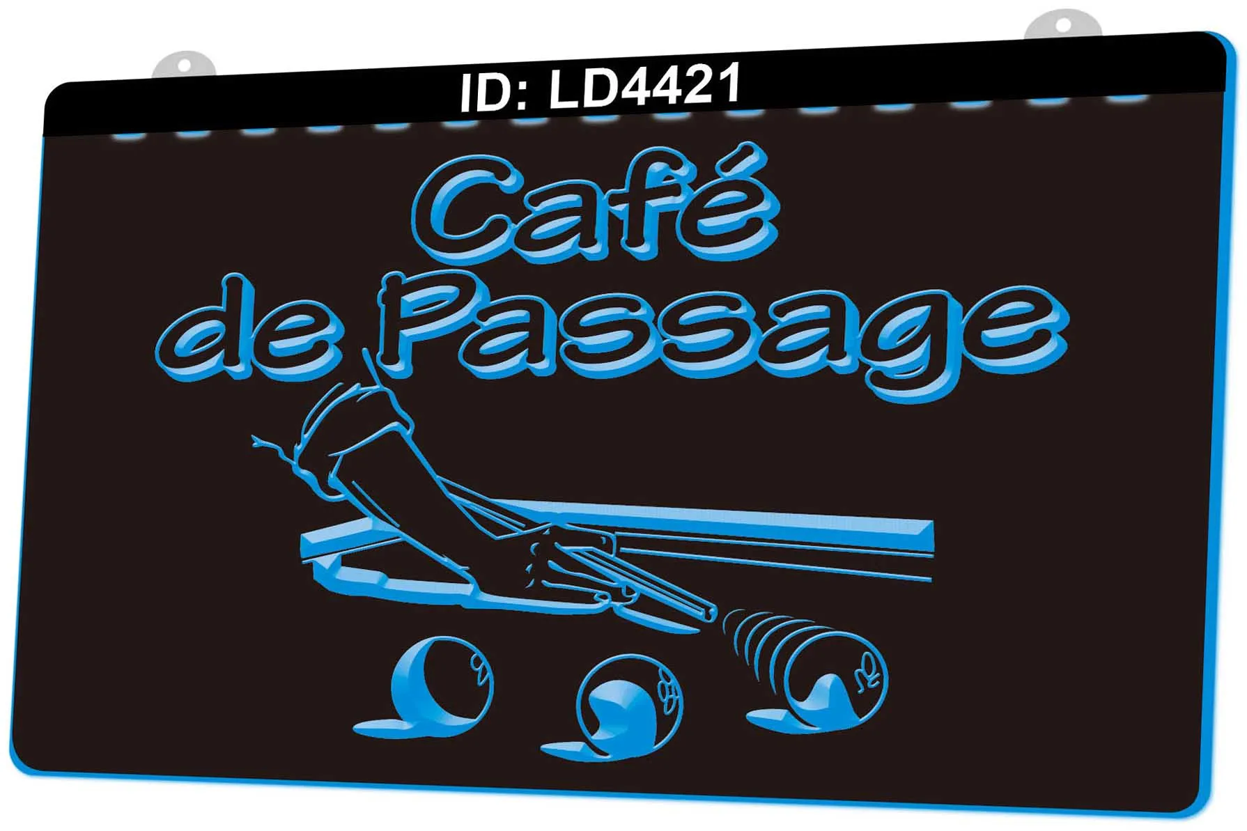 LD4421 Café de passagem Billiard 3D gravura LED sinal de luz atacado