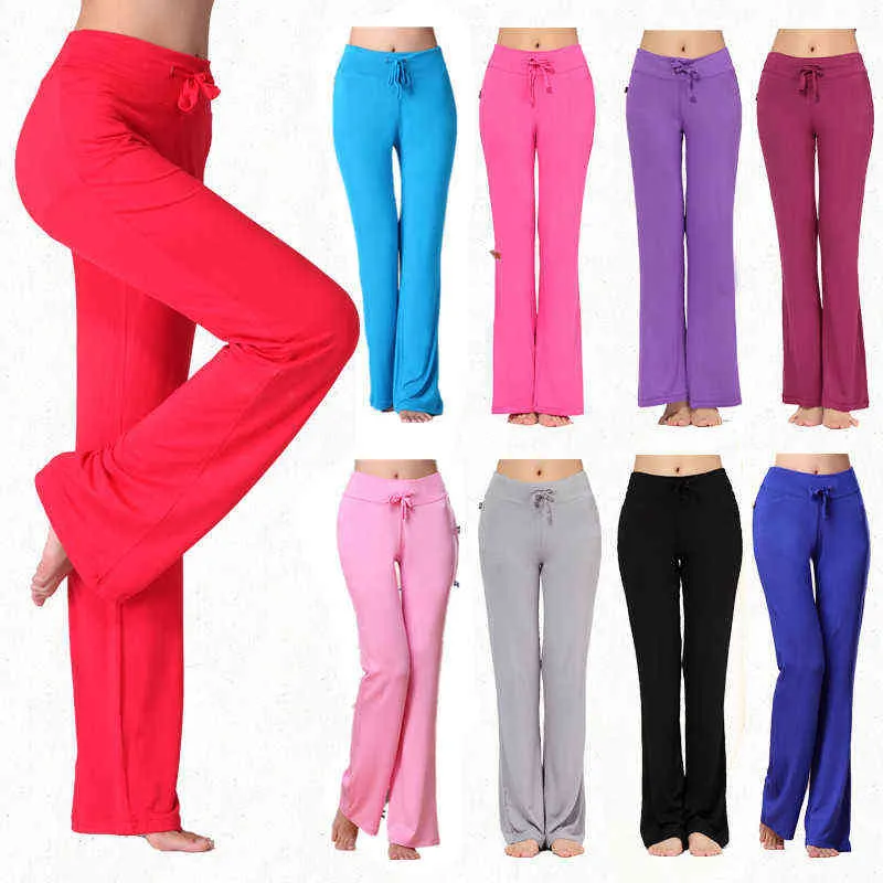 Yoga Pantolon Kadınlar Yüksek Bel Gevşek Spor Pantolon Bayanlar Spor Tayt S-4XL Pilates Dans Koşu Spor Pantolon Artı Boyutu H1221