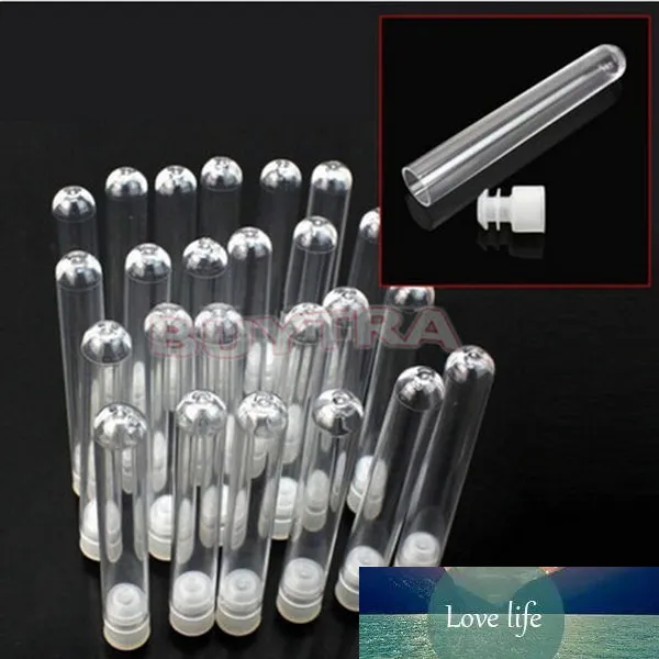 Gros-10 pcs / set tube à essai en plastique avec bouchon 12x75mm clair comme des tubes de faveur de mariage en verre faveur de fête fournitures de laboratoire de chimie