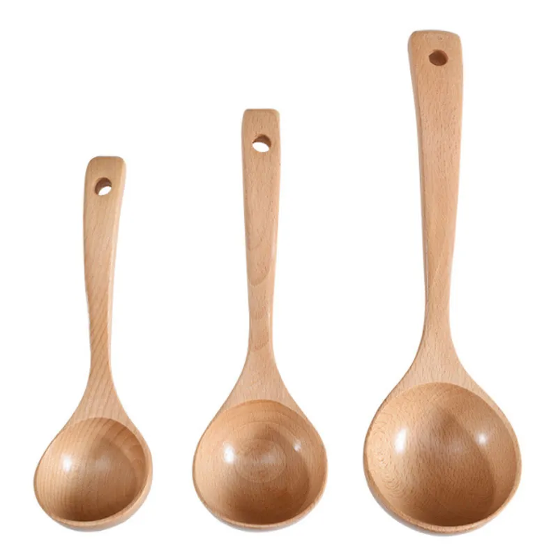 Natural Wooden Long Soup Spoons For Wedding Party Home Kitchen Dining Bar Hotel Restaurant Supplies