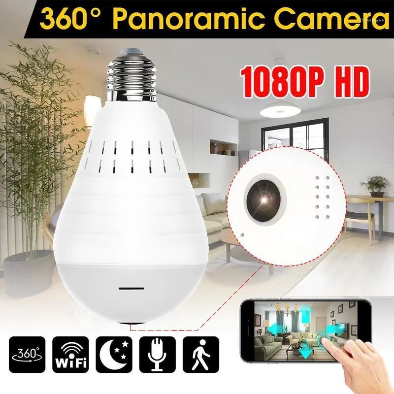 Wifi Panoramic Camera 360 Degree LED Light Wireless Home Security Fisheye Bulb Lamp Night Version Two Way Audio1