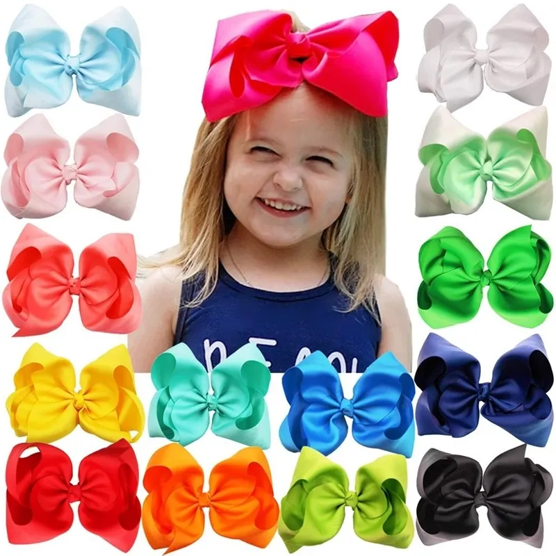 15pcs 8 pouces gros-grain ruban arcs pinces à cheveux alligator filles grand gros cheveux arcs clips accessoires de cheveux pour les adolescents enfants tout-petits LJ201226