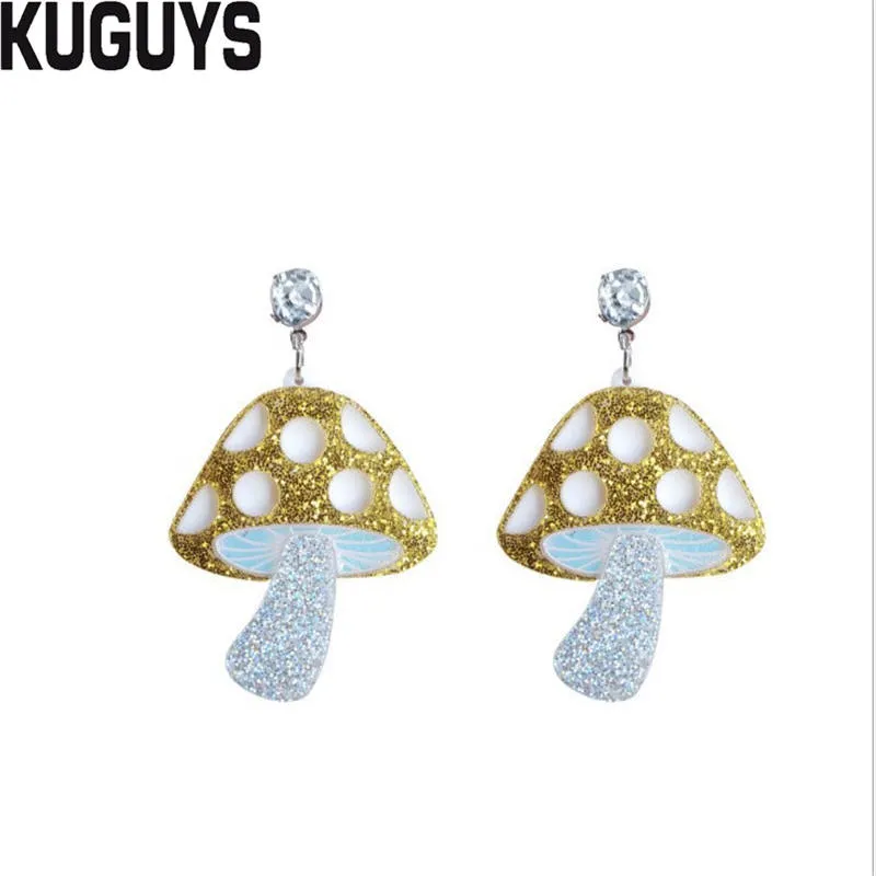 Nuovi gioielli di moda flash Gli orecchini a forma di fungo sono un regalo di accessori di moda per le donne con orecchini pendenti in acrilico alimentare280g