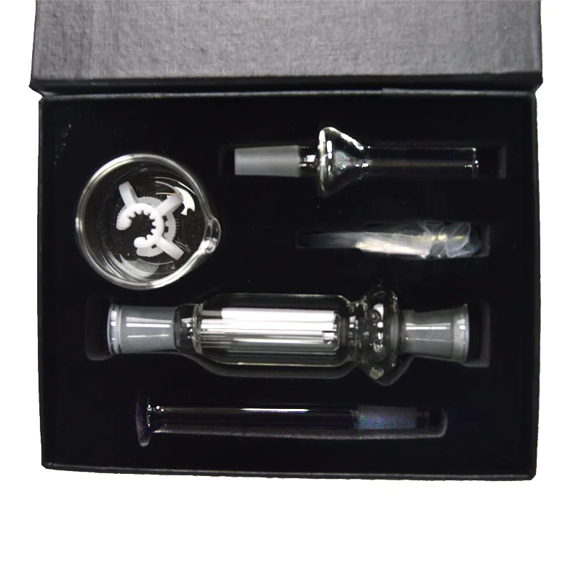 14mm Joint Mini Nector Collector 2mm tjocka vattenpipor Kit Glas Dab Rigs Titanium Nagelvatten Rör Straw med Box Factory Price