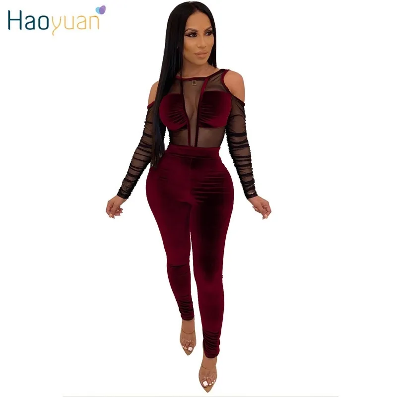 Zooeffbb Mesh Stitching Rompers Jumpsuit Fashion Velour One Piece Jumpsuits Fall Rave Sexig Backless Velvet Womens Overaller T200509