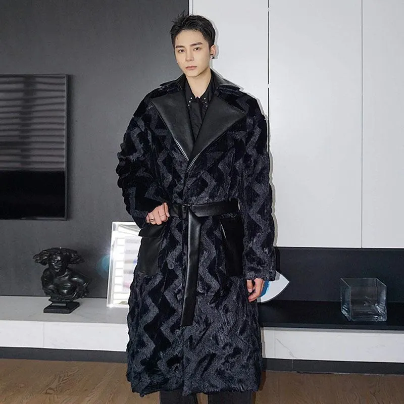 直販特売中 メンズトレンチコート男性ストリートウェアhiphopヴィンテージクローネジャケットオーバーコート男性puレザースプライスフェイクファーベルト厚い暖かいロングコートアウターウェア 海外の正規 Tdpodiatry Com
