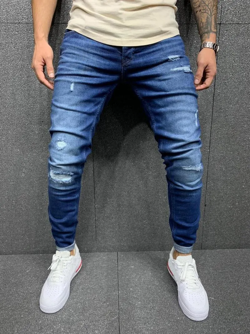 Men s Jeans Baqueros Rotos Hombre Tejanos Ripped Mens Pants Fashions Men Stretch Jean Homme Fashion Slim Fit Skinny