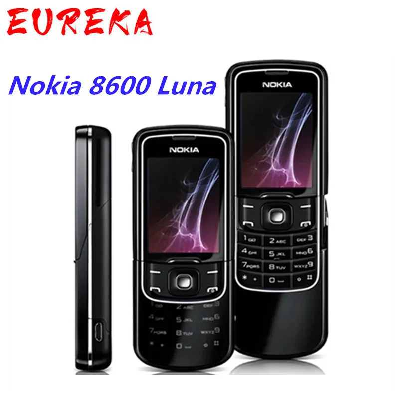 Orijinal Kilidi Nokia 8600 Luna Telefonları İngilizce/Rusça/Arap Klavye GSM 2G FM Bluetooth Yenilenmiş Cep Telefonu
