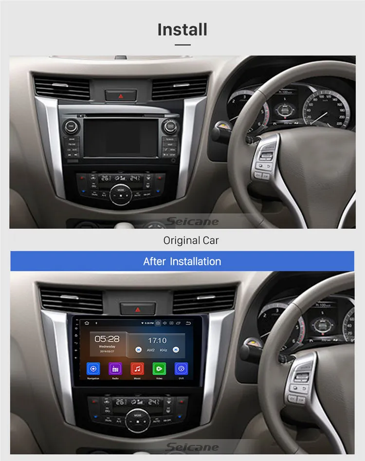 10.1 inch Android 9.0 GPS Navigation Radio for 2011-2016 Nissan Navara with Bluetooth USB WIFI support SWC 1080P