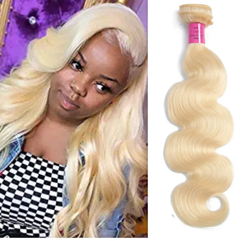 Cheveux Humains Brésiliens 613 Couleur Corps Vague Droite 32-42 pouces Extensions de Cheveux Longs Pouce Plus Long 100% Trames de Cheveux Humains Blonde 1 Bundle One Piece