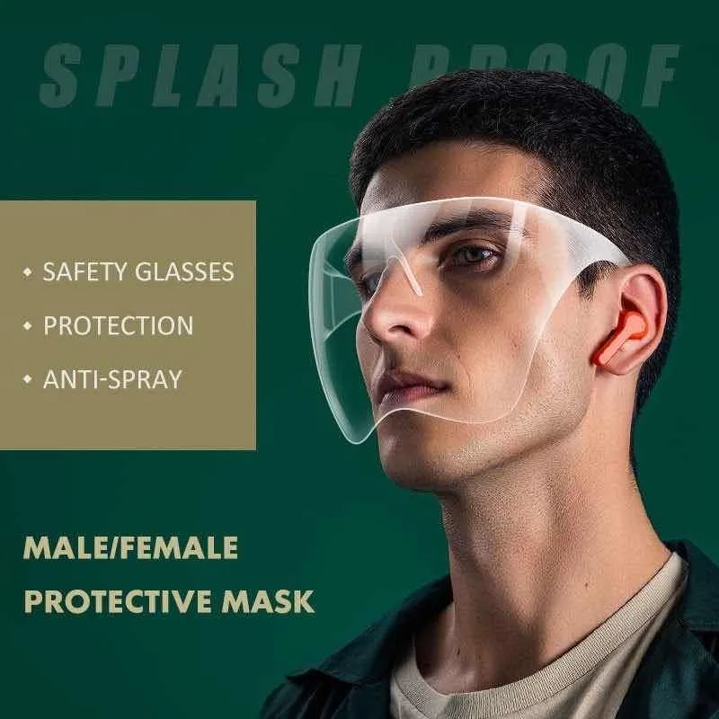 Wodoodporna anty-mgła Splash Droplet Blocc Twarz Tarcza wielokrotnego użytku Przezroczyste PCV Pokrywa Pełna Trwała maska ​​Oddychająca