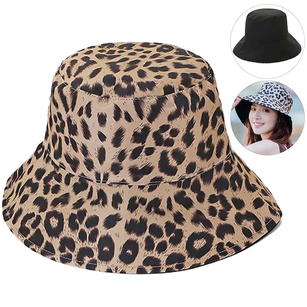 2020 nieuwe mode luipaard print emmer hoed visser hoed outdoor reizen zon cap hoeden voor vrouwen zomer strand dropshipping