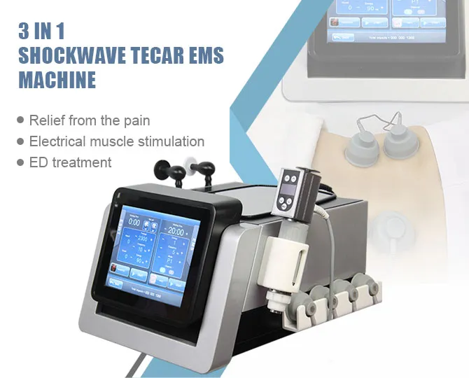 EMS + Tecar + Shockwave 3 en 1 masseur complet du corps physiothérapie dysfonctionnement érectile onde de choc électromagnétique pour soulager la douleur