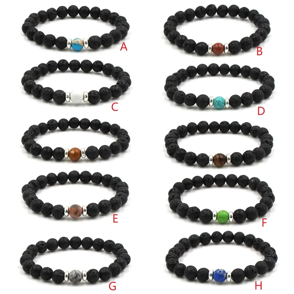 Chakra strand Bracelet Black Lava Healing Balance Perles Reiki Bouddha Prière Huile Essentielle Diffuseur Bracelet pour Femmes Hommes