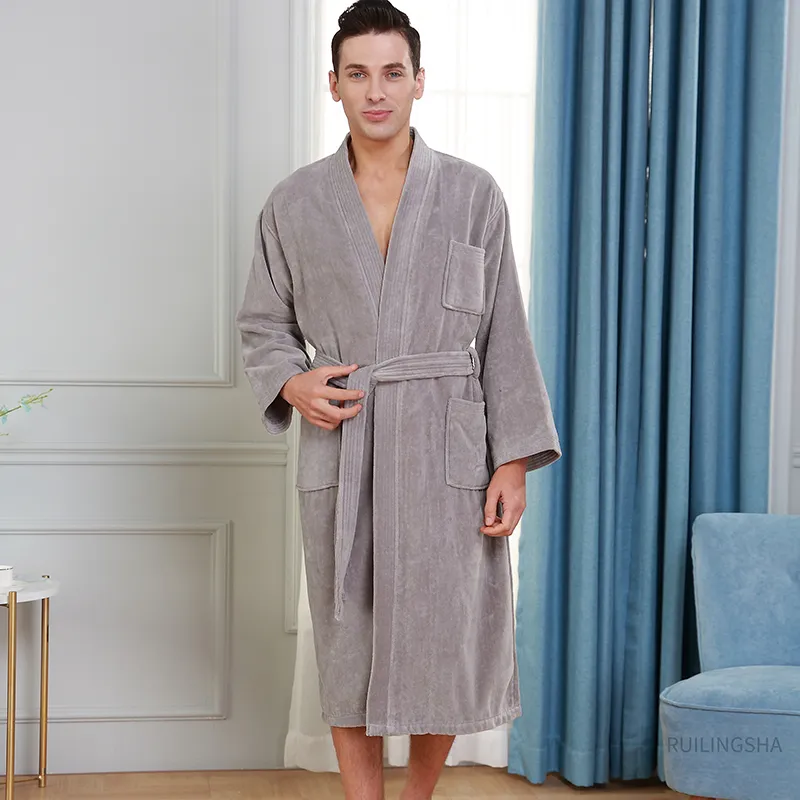 NY Threads Luxurious Men's Lightweight Cotton Robe Knit Bathrobe, Grey,  Medium : Amazon.in