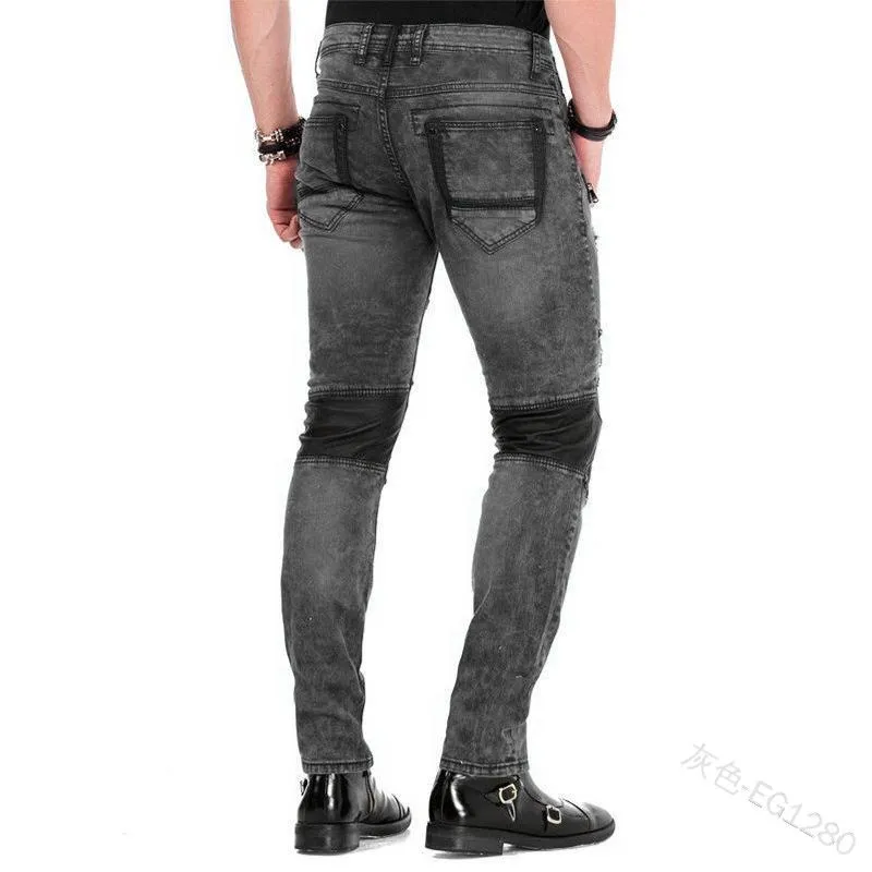 Мужские джинсы мужские на молнии мужские тонкие повседневные большие размеры с низкой талией узкие полная длина осенние модные брюки-карандаш Lugentolo264F