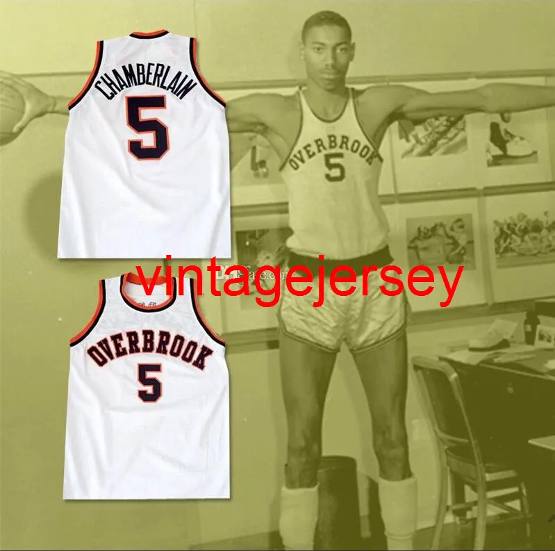 # 5 Wilt Chamberlain Overbrook High School Retro Classic Basketball Jersey Mens Costurado Personalizado Número e Nome Jerseys