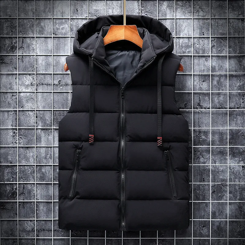 Ymwmhu 6XL Hommes Gilet Solide Casual Automne À Capuche Sans Manches Vestes De Mode Homme Gilet D'hiver Gilet Plus La Taille Vêtements De Travail Hommes 201120