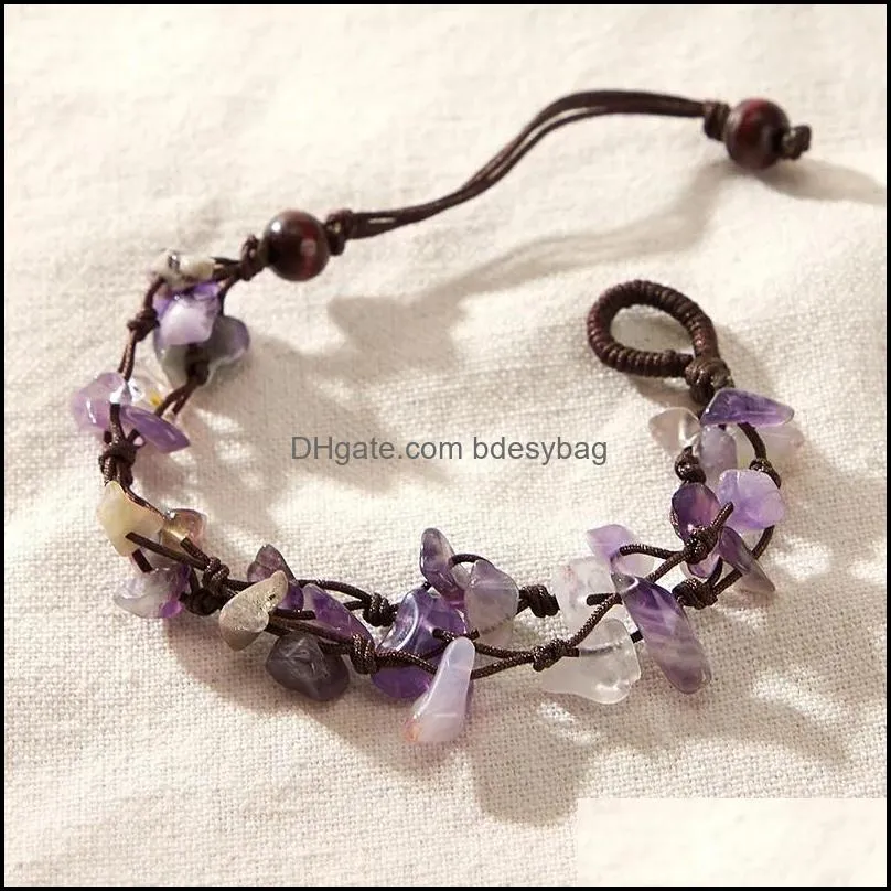 Bohemain Purple Stone Anklets for Women Charms Irregular Geometry Adjustable Rose Foot Chian Jewelry Wholesale