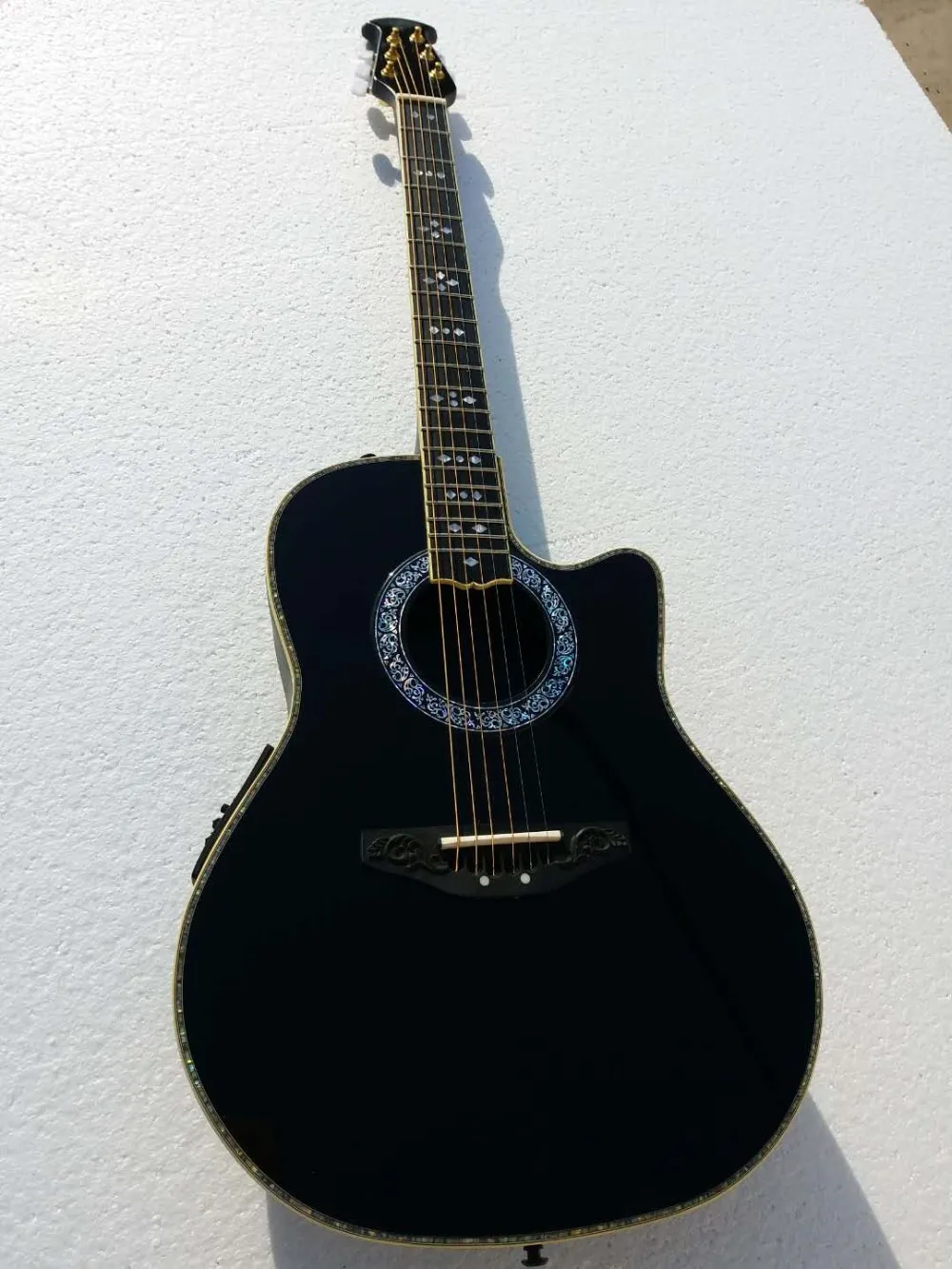 CUSTOM Ovation 6 Strings Ovation Acoustic Guitar Real Abalone Carbon