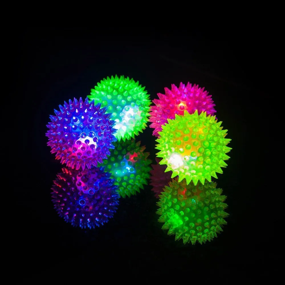 LED Interactive Toys Soft Rubber Flash Ball Pet Hedgehog Bouncing Barbed