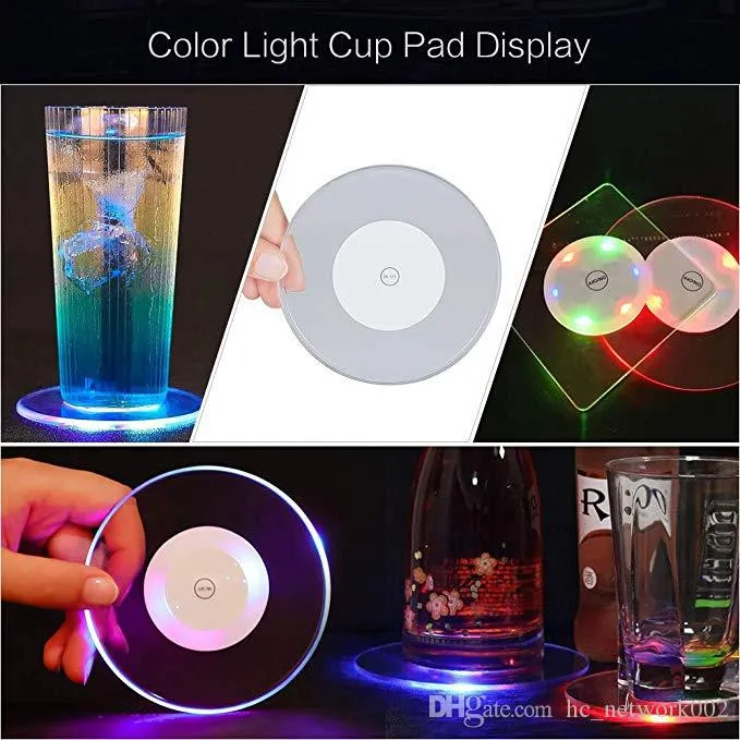 DHL LED coaster light pad mat coasters cups acrylic for drinks Bar Beer Beverage Party Wedding Bar Decoration C1