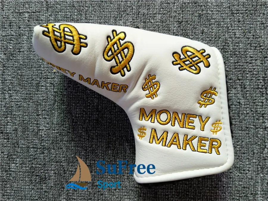 Latest Dollar Symbol Embroidered Golf Putter Head Cover Money Market Golf Blade Club Headcovers L-shaped 3colors08