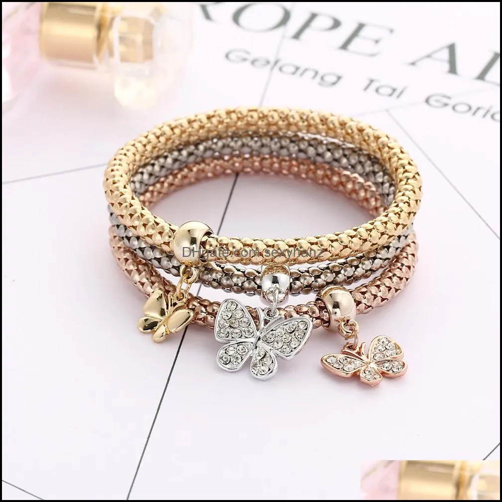 3colors/Lot Elastic Bracelets & Bangle For Women Crystal Tree of Life Owl Key lock Music Note Owl Butterfly Heart Charm Jewelry