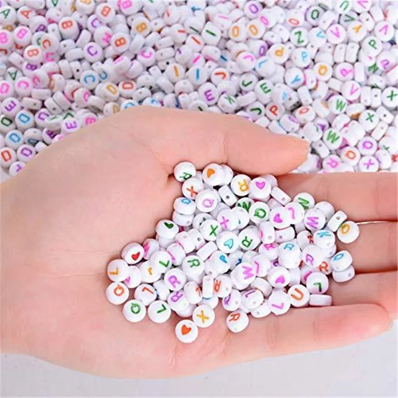 1200pcs 7mm Mix Letter Beads Square Alphabet Beads Acrylic Beads DIY Jewelry Making For Bracelet Necklace Accessories Y200730