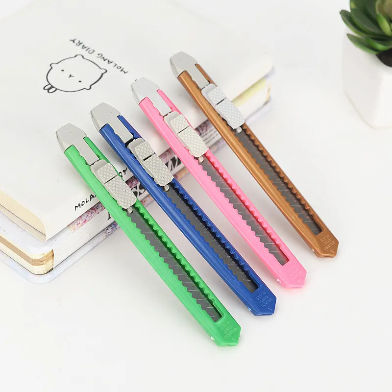 Candy Colors Mini Utility Knife multifunction Art Cutter Students Paper Snap Off Retractable Razor Blade Knife Stationery Free DHL