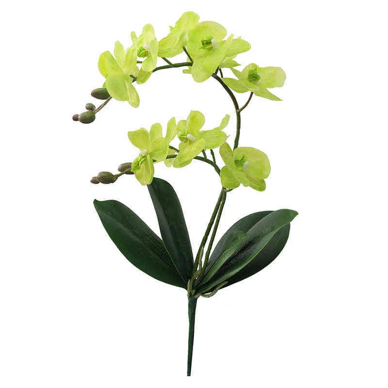 JAROWN Artificial Flower Real Touch 2 Branch Orchid Flowers with Leaves Latex Wedding Decoration Flores (1)