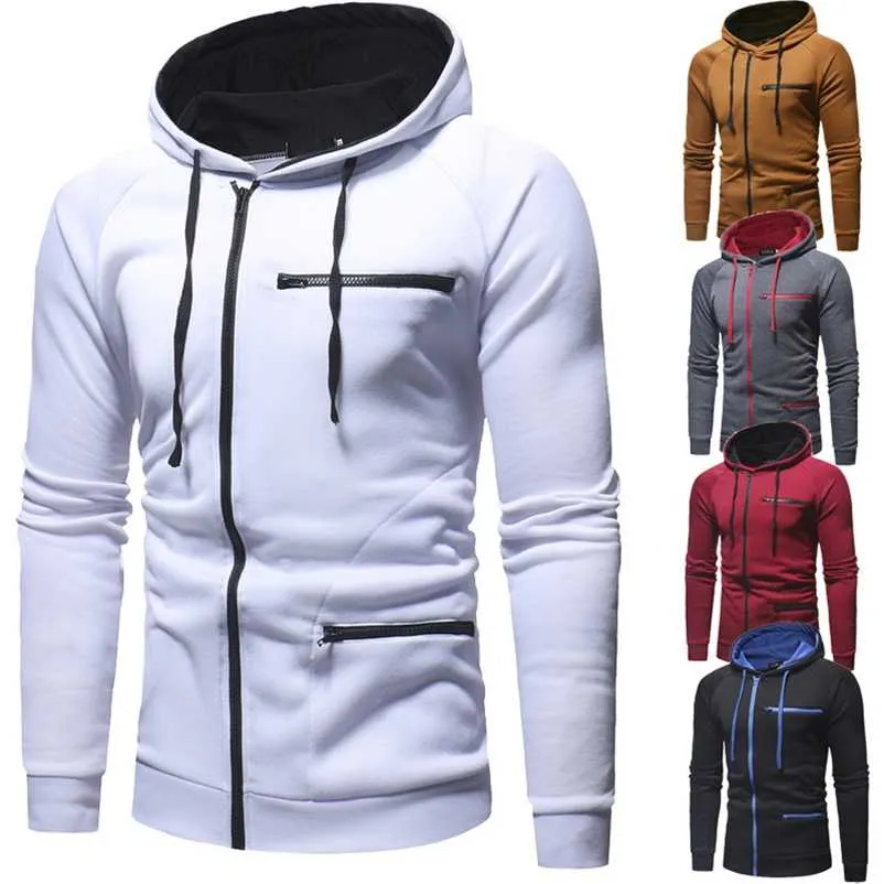 Slim Zipper Hommes Casual Cardigan Sweats à capuche Automne Polaire Sweat à capuche Hiver Vestes de course Sportswear S-3XL 220114