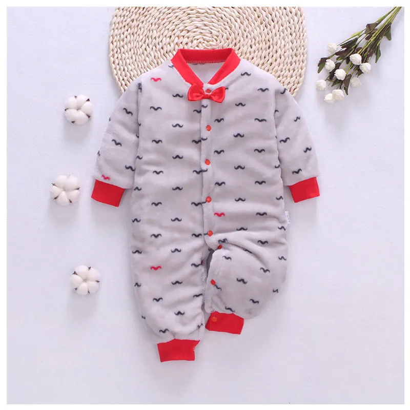 Baby Body Cat Romper Baby Boys Girls Printed Autumn Winter Romper Long Sleeved One-Piece Pajamas