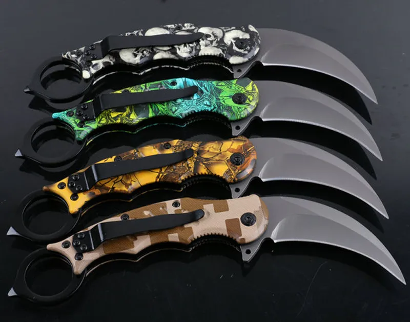 High Quality FA33 Folding Blade Claw Knife 440C Titanium Coated Blade Aluminum Handle Karambit EDC Pocket Knives With Retail Box Package