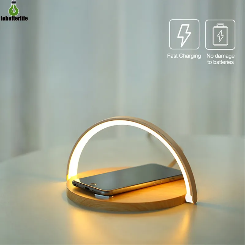 Chargeur sans fil rapide Qi lampe de Table pour iPhone 8 X XR XS X Max Samsung S9 Note8 charge veilleuse support